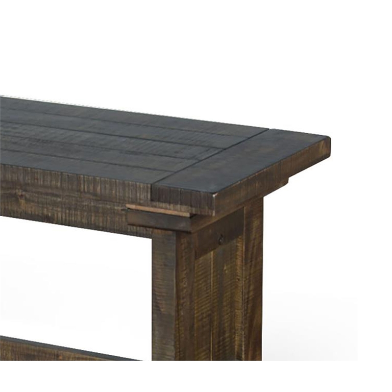 Camie Side Dining Bench- Plank Seat- Dark Brown Mahogany Wood 48 Inch