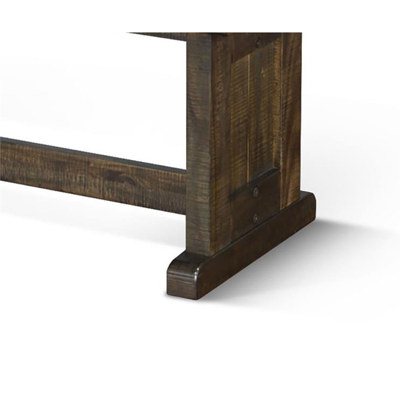 Camie Side Dining Bench- Plank Seat- Dark Brown Mahogany Wood 48 Inch