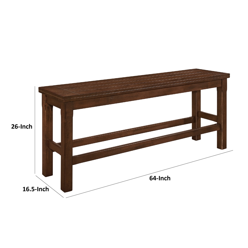 Lsy Counter Height Dining Bench- 64 Inch Dark Brown Wood Frame