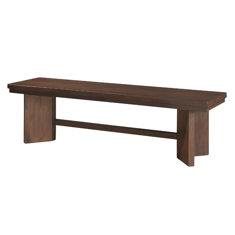 Bloi Dining Bench- X Shaped Trestle Base- 59 Inch- Brown Wood Frame