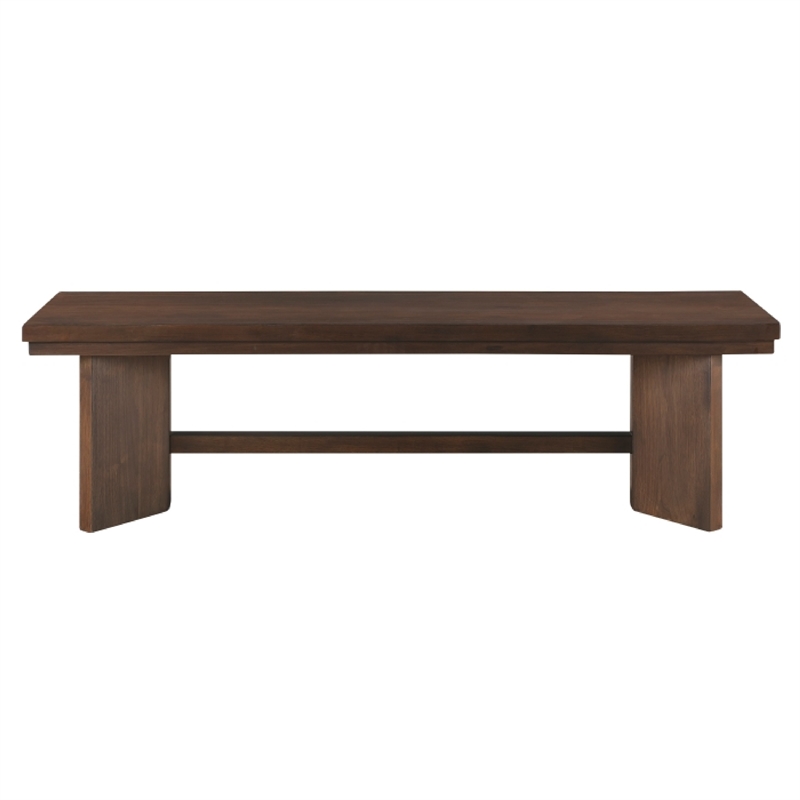 Bloi Dining Bench- X Shaped Trestle Base- 59 Inch- Brown Wood Frame
