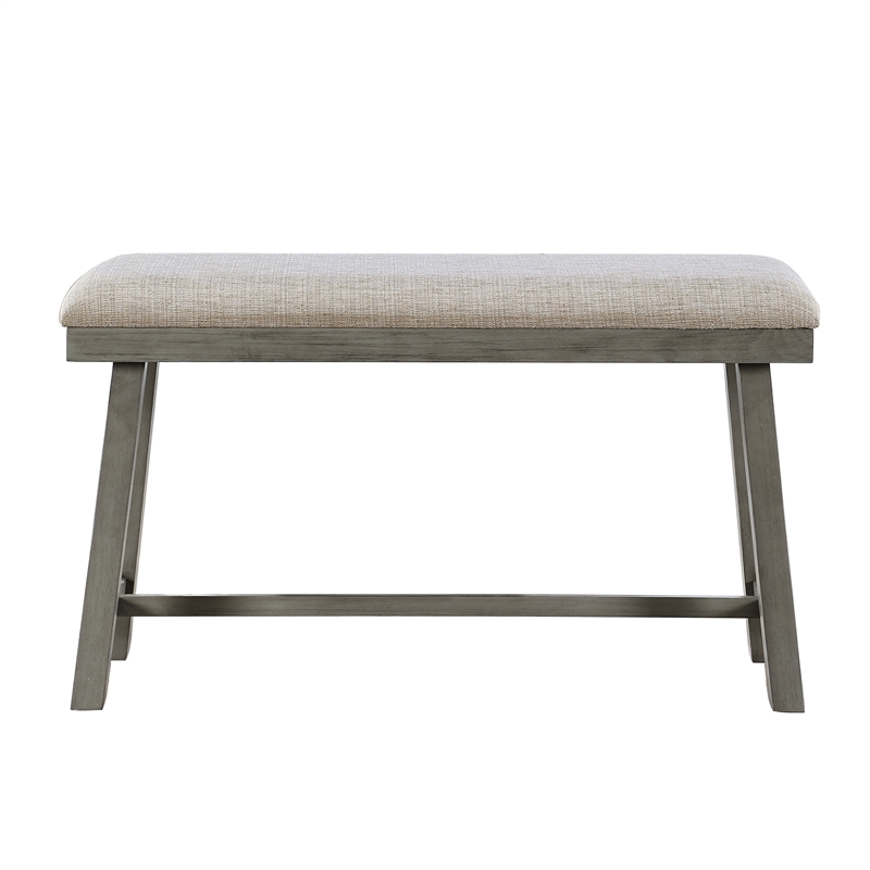 Anab Counter Height Bench- Foam Cushioned Polyester- Gray Wood