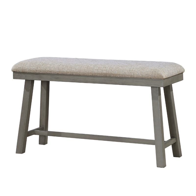 Anab Counter Height Bench- Foam Cushioned Polyester- Gray Wood