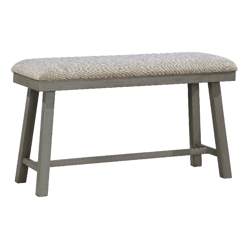 Anab Counter Height Bench- Foam Cushioned Polyester- Gray Wood