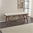 Manny Bench with Brown Angled Legs- Cream Textured Polyester- 47 Inch