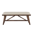 Manny Bench with Brown Angled Legs- Cream Textured Polyester- 47 Inch