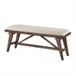 Manny Bench with Brown Angled Legs- Cream Textured Polyester- 47 Inch