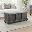 Wali 44 Inch Bench with Lift Top Storage- Plush Gray Cushioned Seat