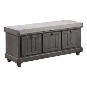 Wali 44 Inch Bench with Lift Top Storage- Plush Gray Cushioned Seat