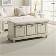 Wali 44 Inch Bench with Lift Top Storage- Cushioned Seat Antique White