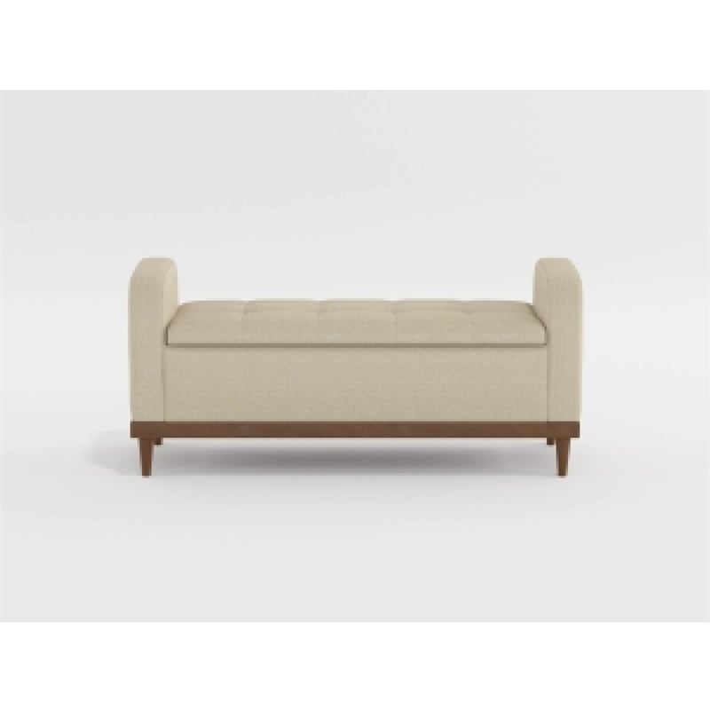 Bity Lift Top Storage Bench- Light Brown Textured Fabric- Wood 50 Inch