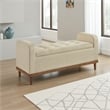 Bity Lift Top Storage Bench- Light Brown Textured Fabric- Wood 50 Inch
