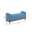 Bity Lift Top Storage Bench- Blue Textured Fabric- Wood Base- 50 Inch