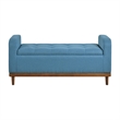 Bity Lift Top Storage Bench- Blue Textured Fabric- Wood Base- 50 Inch