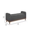 Bity Lift Top Storage Bench- Dark Gray Textured Fabric- Wood 50 Inch