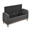 Bity Lift Top Storage Bench- Dark Gray Textured Fabric- Wood 50 Inch