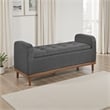 Bity Lift Top Storage Bench- Dark Gray Textured Fabric- Wood 50 Inch