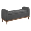 Bity Lift Top Storage Bench- Dark Gray Textured Fabric- Wood 50 Inch