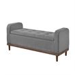 Bity Lift Top Storage Bench- Medium Gray Textured Fabric- Wood 50 Inch