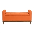 Bity Lift Top Storage Bench- Orange Textured Fabric- Wood Base 50 Inch