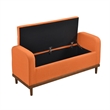 Bity Lift Top Storage Bench- Orange Textured Fabric- Wood Base 50 Inch