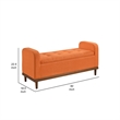 Bity Lift Top Storage Bench- Orange Textured Fabric- Wood Base 50 Inch