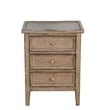 Rena Side End Table - 3 Drawers with Round Knobs - Mahogany Wood