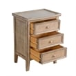 Rena Side End Table - 3 Drawers with Round Knobs - Mahogany Wood