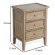 Rena Side End Table - 3 Drawers with Round Knobs - Mahogany Wood