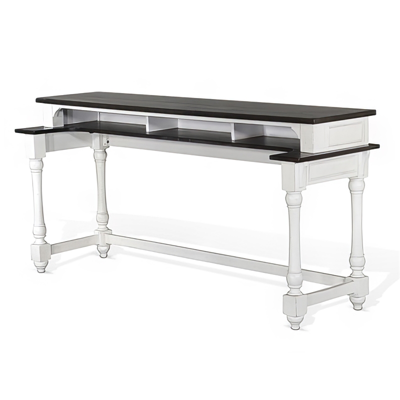 Orso Console Table- 76 Inch Rectangular Brown Top- White Mahogany
