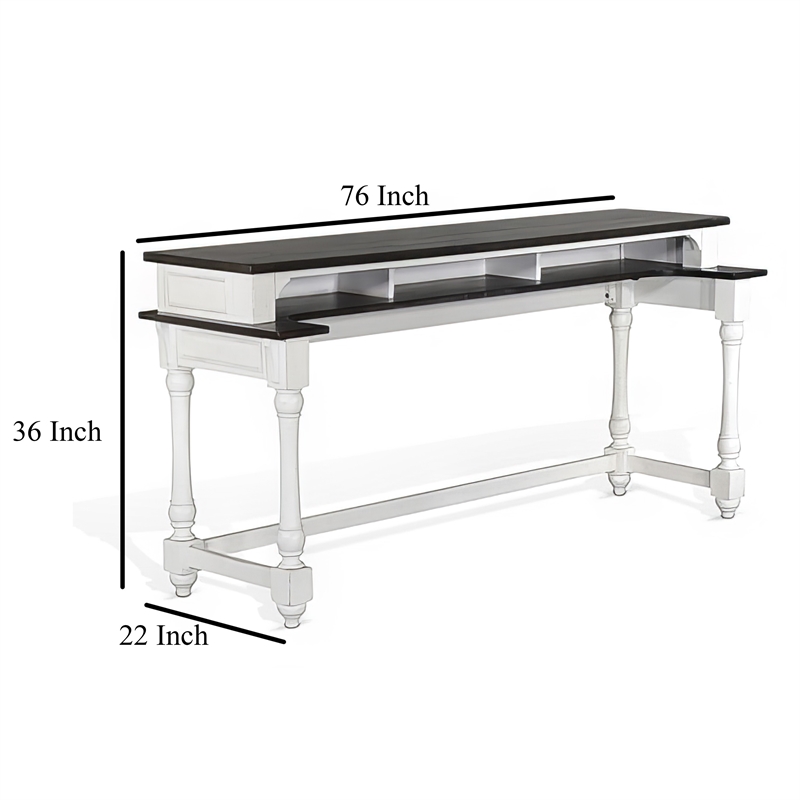 Orso Console Table- 76 Inch Rectangular Brown Top- White Mahogany