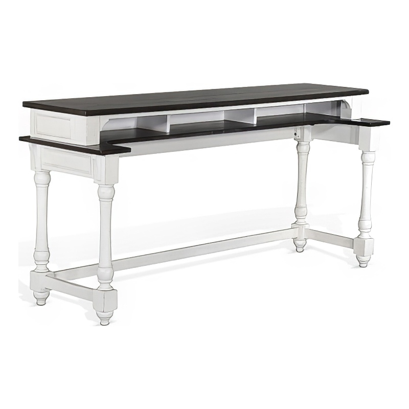 Orso Console Table- 76 Inch Rectangular Brown Top- White Mahogany