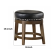 Bara 20 Inch Swivel Dining Stool- Round Faux Leather- Brown- Set of 2