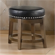 Bara 20 Inch Swivel Dining Stool- Round Faux Leather- Brown- Set of 2