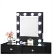 Hudi Makeup Vanity and Stool Set- 10 Lights- USB Power Outlet- Black