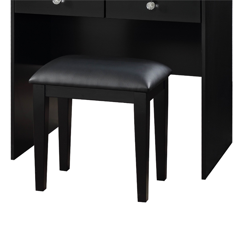 Hudi Makeup Vanity and Stool Set- 10 Lights- USB Power Outlet- Black