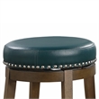 Bara 20 Inch Swivel Dining Stool- Green Round Faux Leather- Set of 2