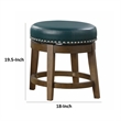 Bara 20 Inch Swivel Dining Stool- Green Round Faux Leather- Set of 2
