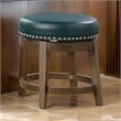 Bara 20 Inch Swivel Dining Stool- Green Round Faux Leather- Set of 2