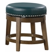 Bara 20 Inch Swivel Dining Stool- Green Round Faux Leather- Set of 2