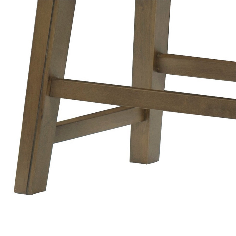 Miel 20 Inch Dining Stool- Brown Faux Leather- Brown Solid Wood- Nailheads