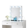 Hudi Makeup Vanity and Stool Set- 10 Lights- USB Power Outlet- White