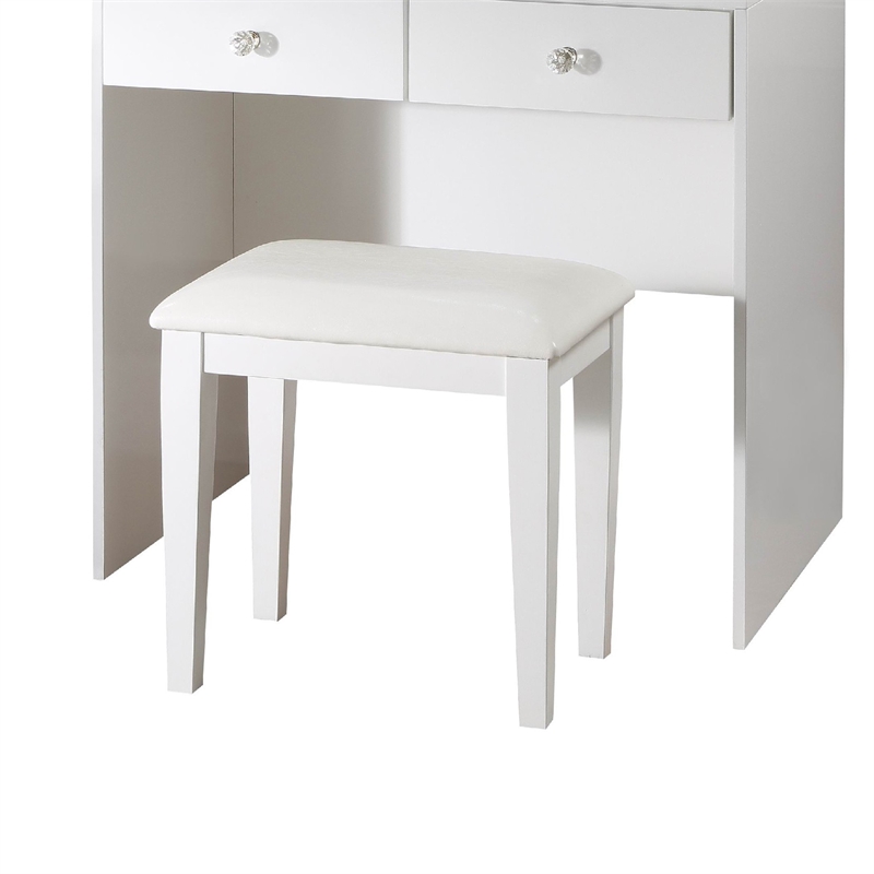 Hudi Makeup Vanity and Stool Set- 10 Lights- USB Power Outlet- White
