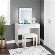 Hudi Makeup Vanity and Stool Set- 10 Lights- USB Power Outlet- White