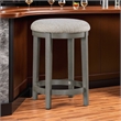 Anab Counter Height Stool Set of 2- Round Polyester Seat- Gray Wood