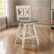 Ati 29 Inch Bar Height Stool Swivel Chairs Set of 2- Divided X Back- Gray- White