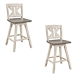 Ati 29 Inch Bar Height Stool Swivel Chairs Set of 2- Divided X Back- Gray- White