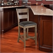 Yael Barstool Chair- Set of 2- Ladderback- Black Microfiber- Taupe Mahogany Wood