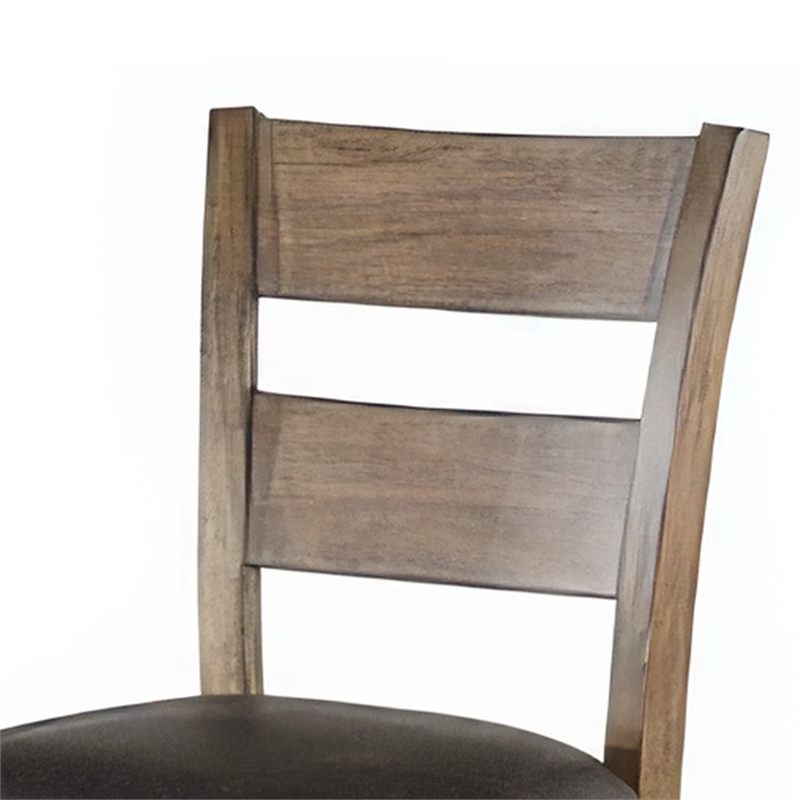 Yael Barstool Chair- Set of 2- Ladderback- Black Microfiber- Taupe Mahogany Wood