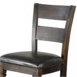 Flint Barstool Chair- Set of 2- Ladderback- Black Vinyl- Dark Brown Mahogany